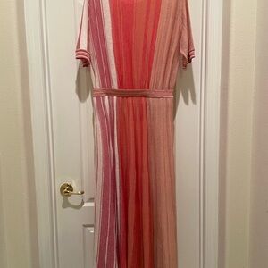 MARELLA Pink and Red Striped Maxi Dress